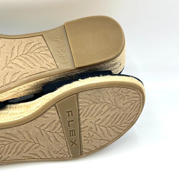 Lifestride Size 5 Siesta Black‎ Microsuede Espadrilles Wedges Sandals Shoes - Picture 11 of 13